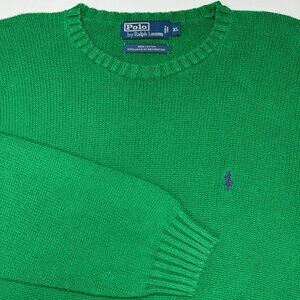 Polo Ralph Lauren XL Green Crewneck Sweater Long Sleeve Knit Pullover